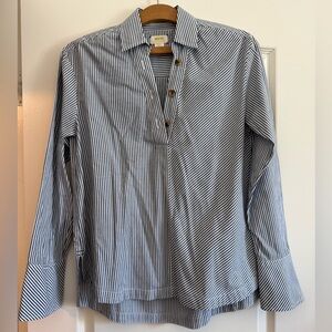 ANTHROPOLOGIE Maeve Blouse Blue and White Striped Small